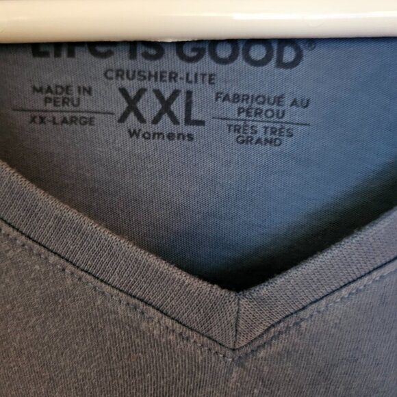 Life Is Good Rainbow Flower Heart Graphic Print Blue Short Sleeve Tshirt - Picture 2 of 6